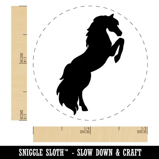 Horse Rearing on Hind Legs Solid Self-Inking Rubber Stamp for Stamping Crafting Planners Green {1}