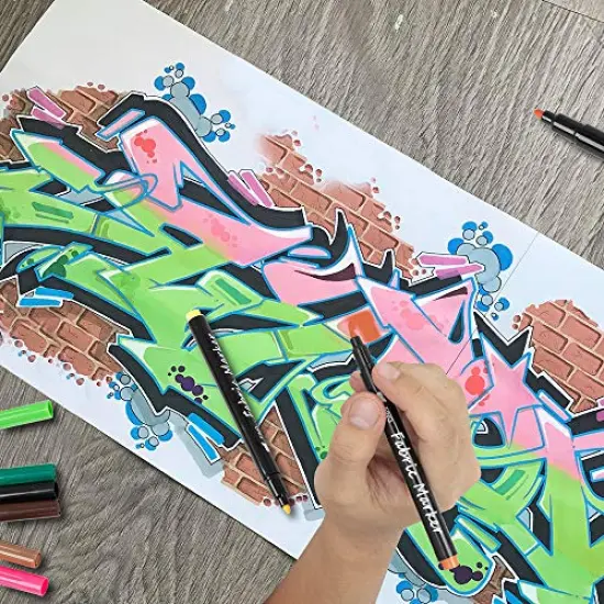 Fabric Markers Permanent - Set of 24 Colors, Fine Tip, No Bleed, Child Safe & Non-Toxic for T-Shirts, Baby Clothes, Onesies, Bibs, White Pillow, Canvas Tote Bags, and Clothing {4}