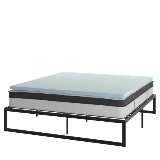 Emma and Oliver Complete Bed Set: Metal Platform Frame; Hybrid Pocket Spring Mattress in a Box and Cool Gel Memory Foam Topper {6}