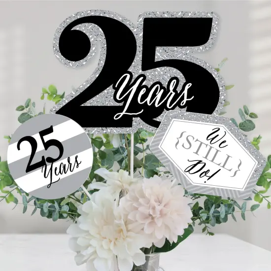 Big Dot of Happiness We Still Do - 25th Wedding Anniversary - Anniversary Party Centerpiece Sticks - Table Toppers - Set of 15 {1}