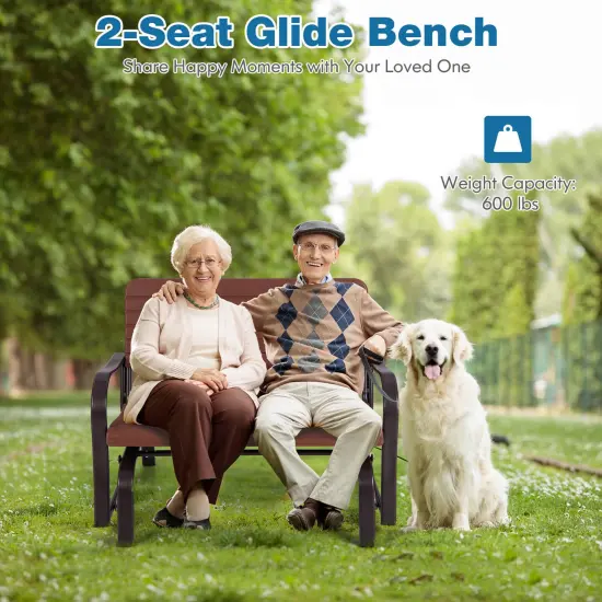 Costway Outdoor Patio Swing Porch Rocker Glider Bench Loveseat Garden Seat Steel New Borwn/Green {2}