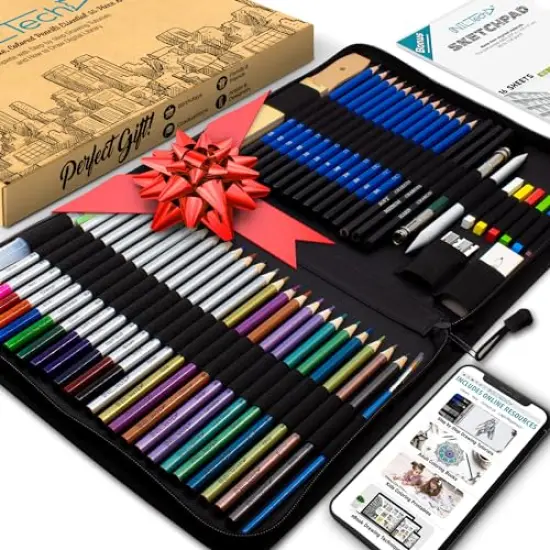 55 pieces Drawing Pencils Art Supplies &ndash; Colored Pencils For Kids, Teens, And Adults Includes Charcoal Pencils, Graphite Pencils, Sketch Pencils Digital Ebook Library Of Drawing Tutorials And Sketch book {2}