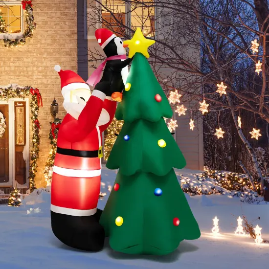 6 Feet Inflatable Christmas Tree and Santa Claus with LED and Air Blower {3}