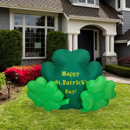Northlight LED Lighted Inflatable Happy St. Patrick's Day Triple Shamrock Outdoor Decoration - 60" Green {3}