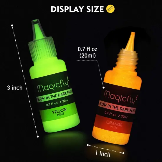 10 Bright Colors Acrylic Glow in The Dark Paint,Liquid Luminous Paint, Neon Paints Glow in Dark for Painting, Halloween Decoration, DIY Crafts, 20 ml Each {6}