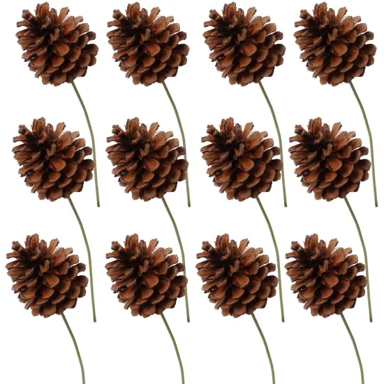 Set of 24: Natural Brown Lacquered Pine Cone Picks | 2.5" Wide | Festive Holiday Accents | Art & Crafts | Trees, Wreaths, & Garlands | Christmas Picks | Home & Office Decor - 2024 Christmas Collection, Floral Home by Artificial Flowers {4}