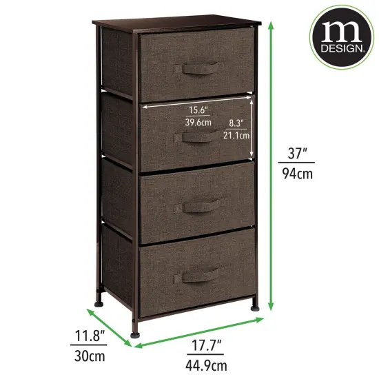 mDesign Tall Dresser Storage Tower Stand with 4 Fabric Drawers {3}