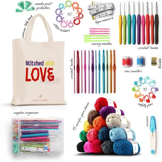 Crochet Kit for Beginners Adults, Crochet Kits for Beginner, Learn to Crochet Set, Crocheting Kit, 1500 Yards Crochet Yarn, Crochet Hook Set, Crochet Accessories and Supplies {3}