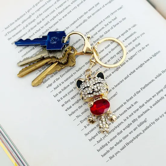 Wrapables Crystal Bling Key Chain Keyring with Tassel Car Purse Handbag Pendant Ruby Kitty {6}