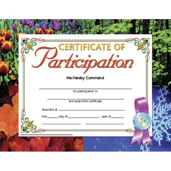Certificate of Participation, 8.5" x 11", 30 Per Pack, 3 Packs {2}