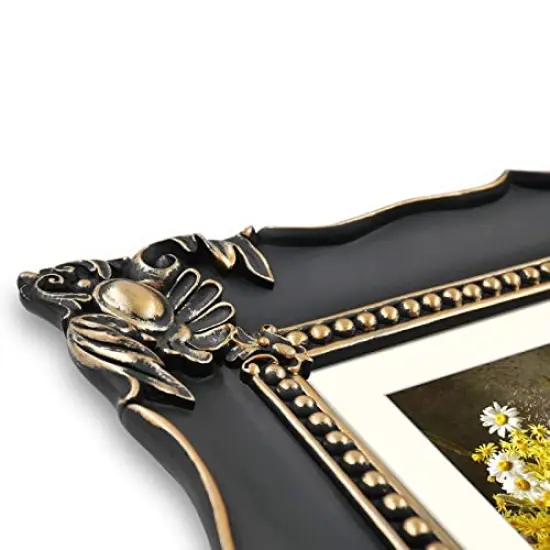 8x10 Picture Frame Baroque Picture Frames 8 by 10 Vintage Frames for Picture Artwork in Black & Gold {6}