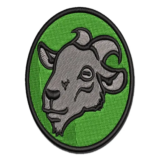 Goat Head Multi-Color Embroidered Iron-On or Hook & Loop Patch Applique {1}