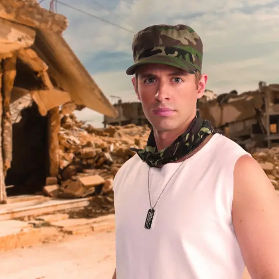 Combat Hero Camouflage Army Cap Costume Accessory {4}