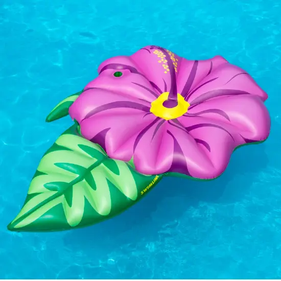 Swim Central 70" Inflatable Green and Pink Summer Hibiscus Flower Lounge Pool Float {3}