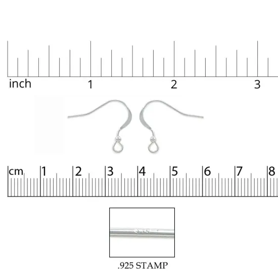 JewelrySupply Sterling Silver Flat Earring Wires with 2mm Bead (1 Pair of Sterling Silver Earrings) {2}