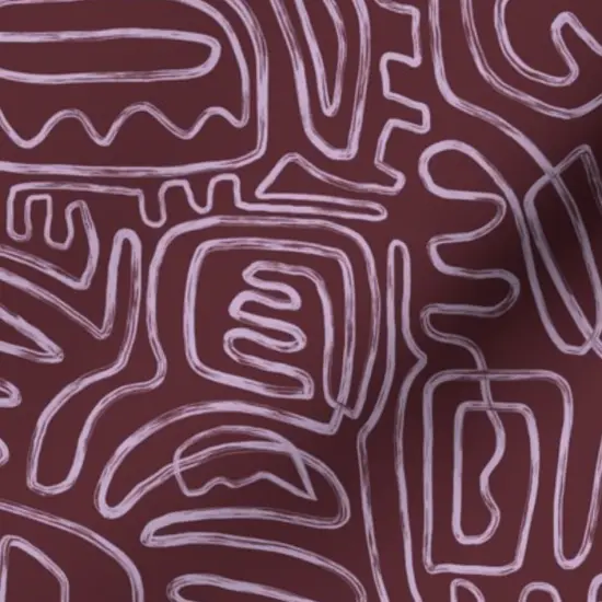 Various Fabrics by the Yard or Fat Quarter Boho Squiggles Purple Mauve Line Art Brush Strokes Custom Printed Fabric by Spoonflower {7}