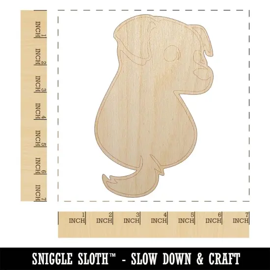 Cute Puppy Looking Back Unfinished Wood Shape Piece Cutout for DIY Craft Projects {1}