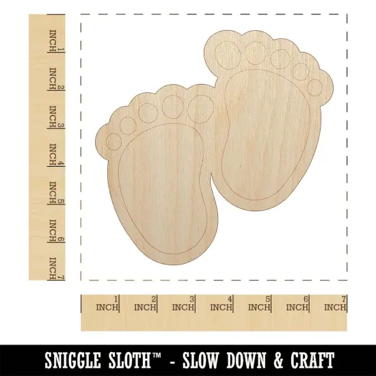 Baby Footprints Unfinished Wood Shape Piece Cutout for DIY Craft Projects {1}