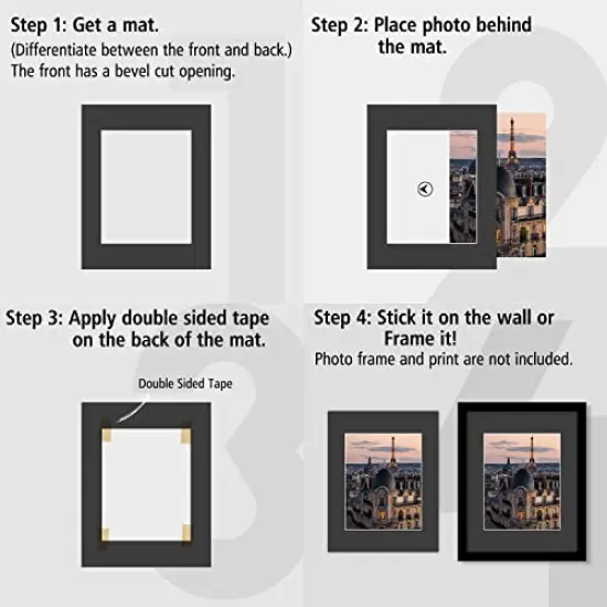 Pack of 10 ,11x14 Black Picture Mat Set with White Core Bevel Cut for 8x10 Photo {3}