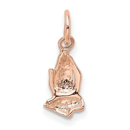 14K Rose Gold Praying Hands Charm Religious Jewelry 17mm x 6mm {3}