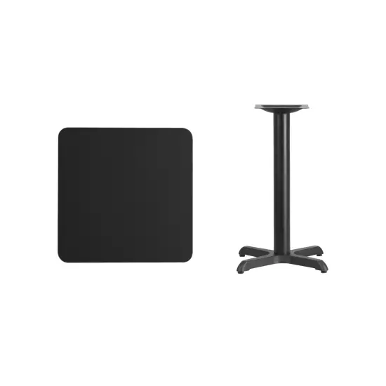 Emma and Oliver 24" Square Laminate Table Top with 22"x22" Table Height Base Black {3}