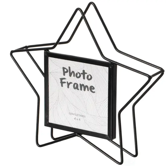 Modern Star Shape Black Metal Decor Photo Frame for Tabletop Display {3}