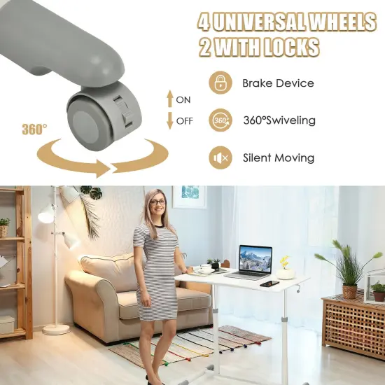 Costway Height Adjustable Computer Desk Sit to Stand Rolling Notebook Table Portable {6}