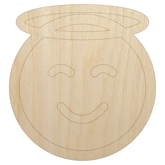 Angel Face Halo Emoticon Unfinished Wood Shape Piece Cutout for DIY Craft Projects {7}