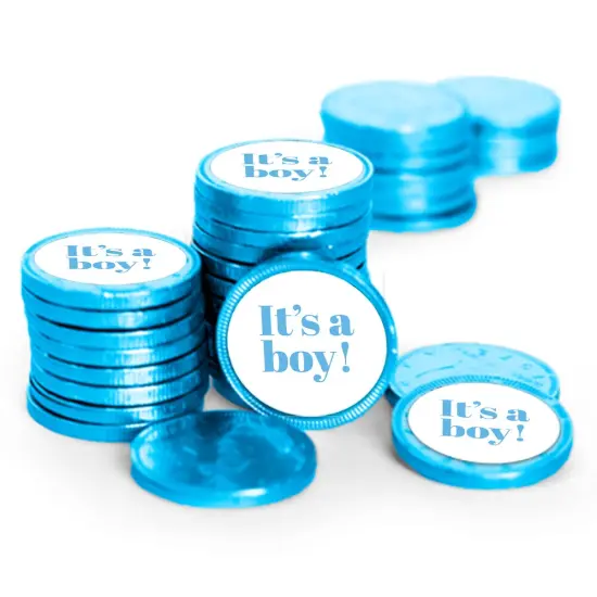 80ct It's a Boy Baby Shower Candy Blue Chocolate Coins Party Favors (80 Pack) - By Just Candy {1}
