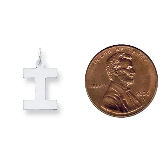 Sterling Silver Medium Block Initial Letter I Charm Jewerly 19mm x 12mm {2}