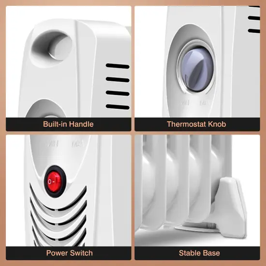 Costway 700 W Portable Mini Electric Oil Filled Radiator Heater 7-Fin Thermostat Home {3}