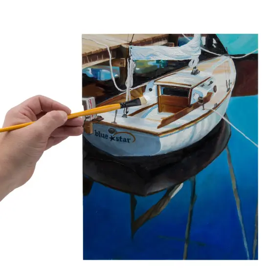 Mimik Hog Professional Synthetic Hog Bristle Paint Brush- Versatile Alternative to Natural Hog Hair Paint Brushes for Oil Painting, Acrylics, Inks, Gouache, Watercolors- Filbert - 2 Pack {4}