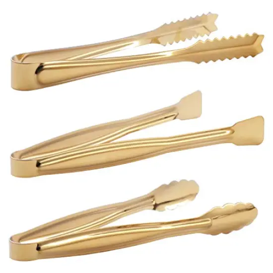 Gold Plated Mini Serving Tongs Set 6-Inch Appetizers Tongs Stainless Steel Small Sugar Cube Tongs Ice Tongs, Set of 6 {6}