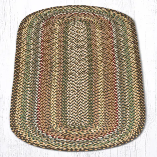 Earth Rugs C-51 Fir / Ivory Oval Braided Rug 2 Feet X 6 Feet {1}