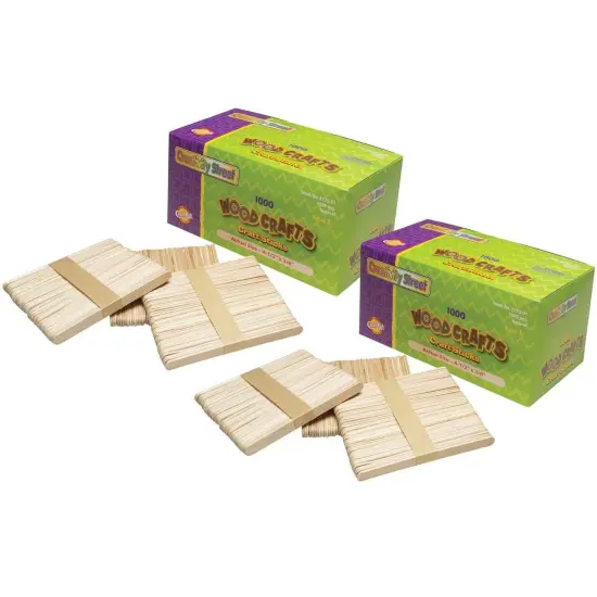 Regular Craft Sticks, Natural, 4-1/2" x 3/8", 1000 Pieces Pack, 2 Packs {1}