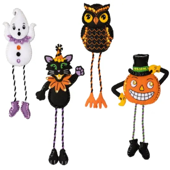 Bucilla Felt Ornaments Applique Kit Set Of 4-Halloween Squad {1}