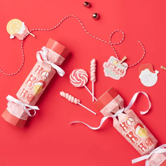 Big Dot of Happiness Groovy Christmas - No Snap Pastel Holiday Party Table Favors - DIY Cracker Boxes - Set of 12 {3}