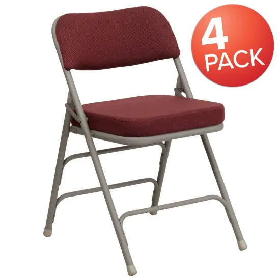 Emma and Oliver 4 Pack Home & Office 18.5"W Party Events Padded Metal Folding Chair BurgundyFabric/Gray {5}