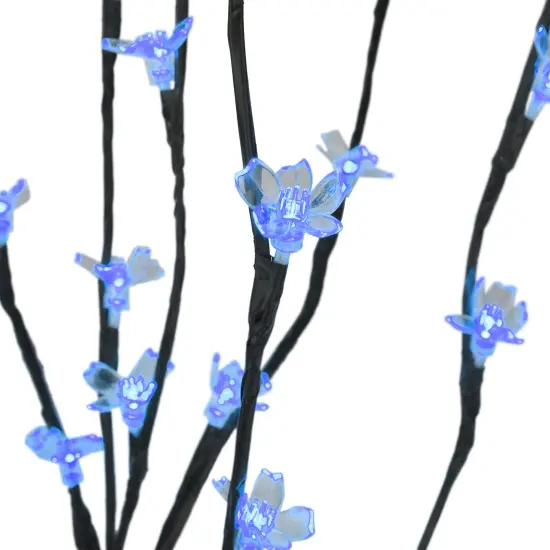 Northlight Pre-Lit Cherry Blossom Artificial Tree Branches - 2.5" - Blue LED LIghts - Set of 3 Black {3}