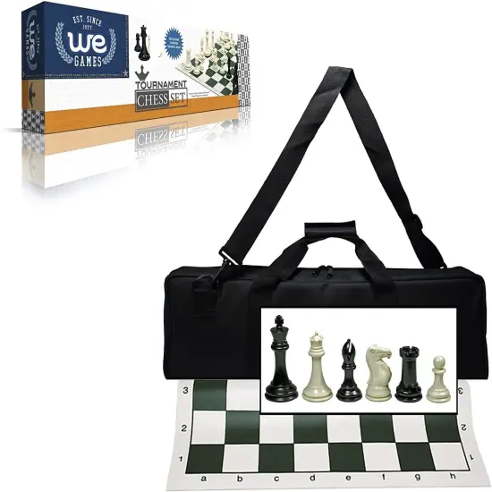 WE Games Triple Weighted Tournament Chess Set with Travel Bag - 4 in. King {1}
