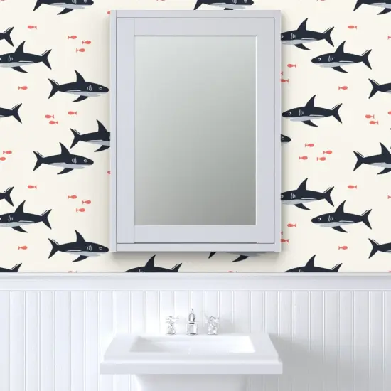 Pre-Pasted Wallpaper 2FT Wide Ocean Under The Sea Marine Life Nautical Beach Waves Sharks Fish Custom Pre-pasted Wallpaper by Spoonflower {6}