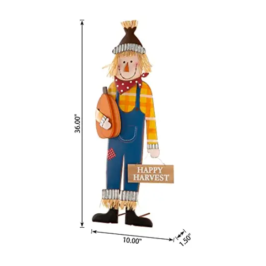 36"H Fall Metal Scarecrow Decorative Garden Stake with Pumpkin Porch Sign for Fall Harvest Wall Decor Standing Sign for Outside, Front Door, Garden, Patio, Thanksgiving Decorations {6}