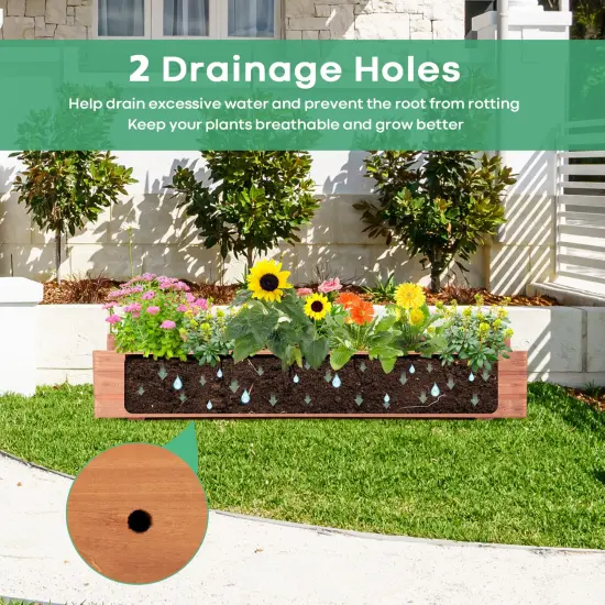 36-Inch Brown Wooden Flower Planter Box for Outdoor Garden Balcony and Home Decoration {4}