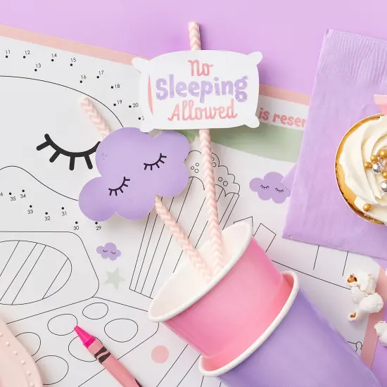 Big Dot of Happiness Pajama Slumber Party - Paper Straw Decor - Girls Sleepover Birthday Party Striped Decorative Straws - Set of 24 {3}