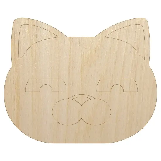 Round Cat Face Skeptical Unfinished Wood Shape Piece Cutout for DIY Craft Projects {7}