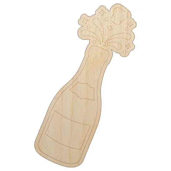 Popping Champagne Bottle Celebrate Celebration Unfinished Wood Shape Piece Cutout for DIY Craft Projects {7}