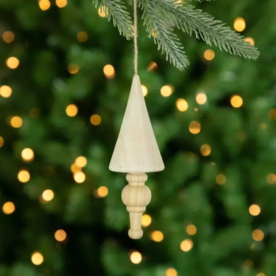 Northlight Set of 3 Natural Trees Wooden Christmas Ornaments 5.5" Beige {5}