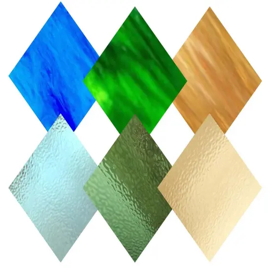 Wissmach 6 Sheet Mixed Color Variety Stained Glass Pack, Blue/Green/Amber, {1}