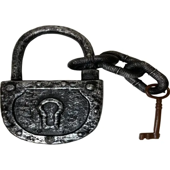 Silver Crypt Keeper Prisoner Lock And Key Toy Costume Accessory {1}
