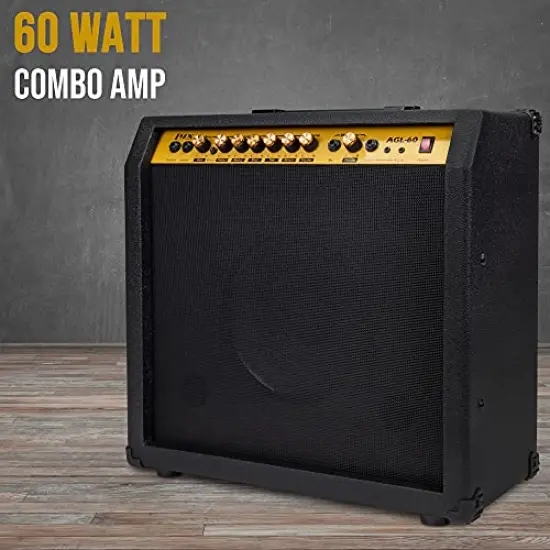 LyxPro Electric Guitar Amp, 60 Watt Portable Amplifier Sunburst {11}